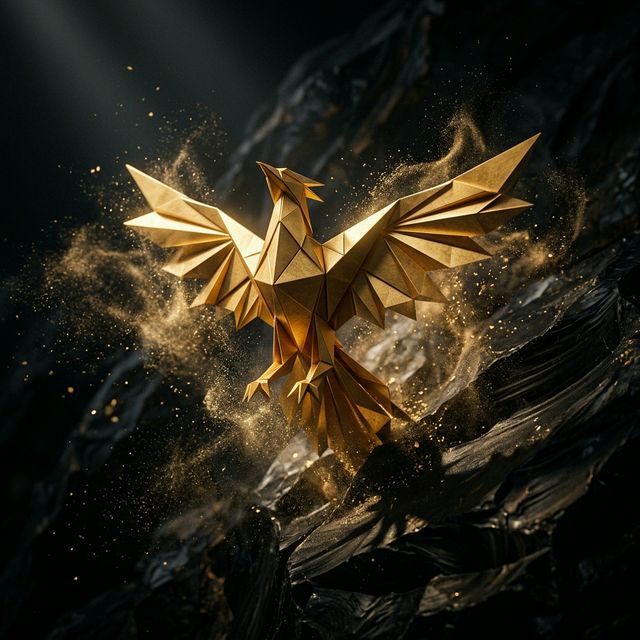 Abstract golden form representing Phoenix Capital's investment philosophy